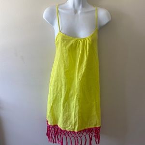 Raisins Swimsuit Cover up Pull on Swimwear Yellow Fringe Large New